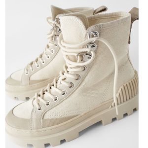 Zara flat canvas ankle boots size 8